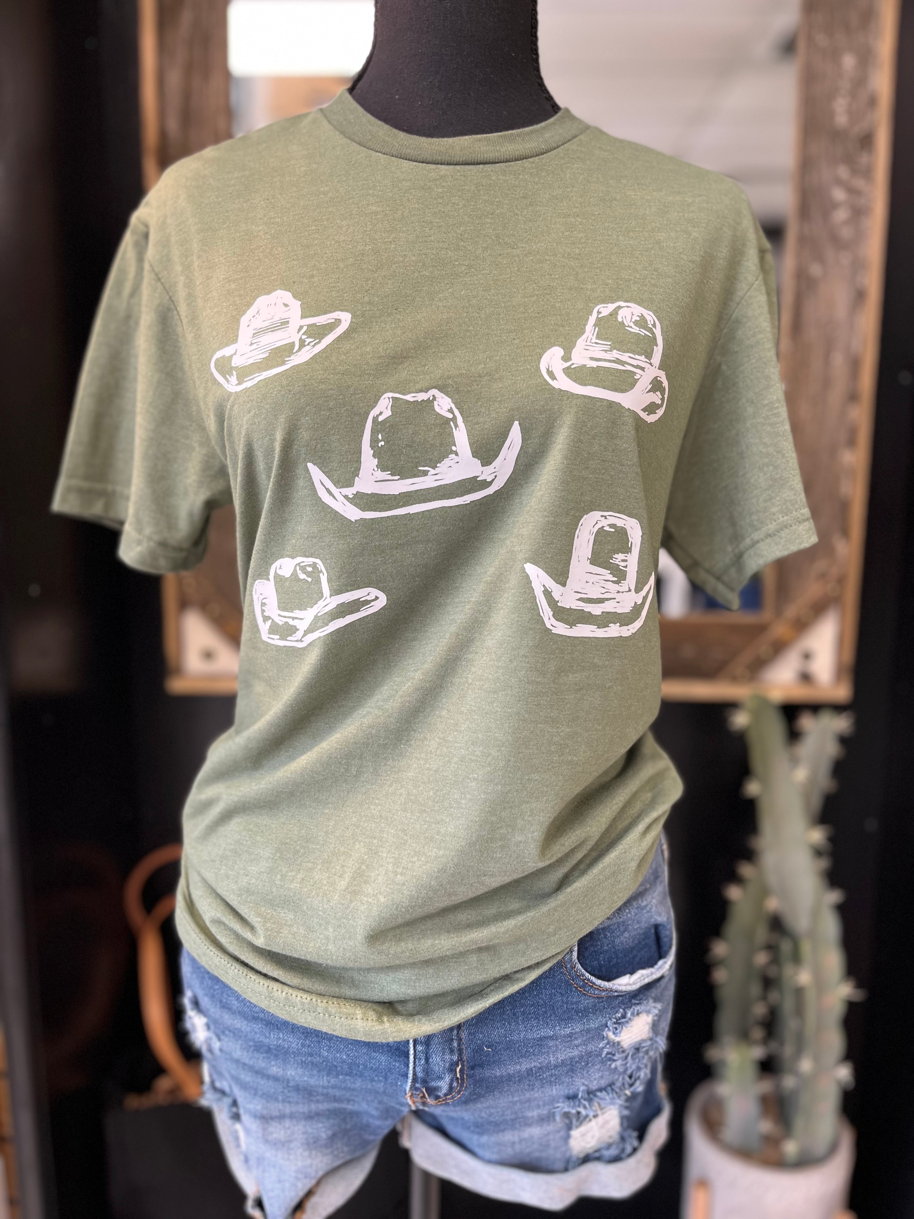 Military Green “Hats” Graphic Tee